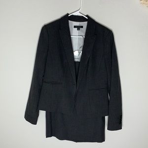 Ann Taylor 2 piece gray blazer and skirt